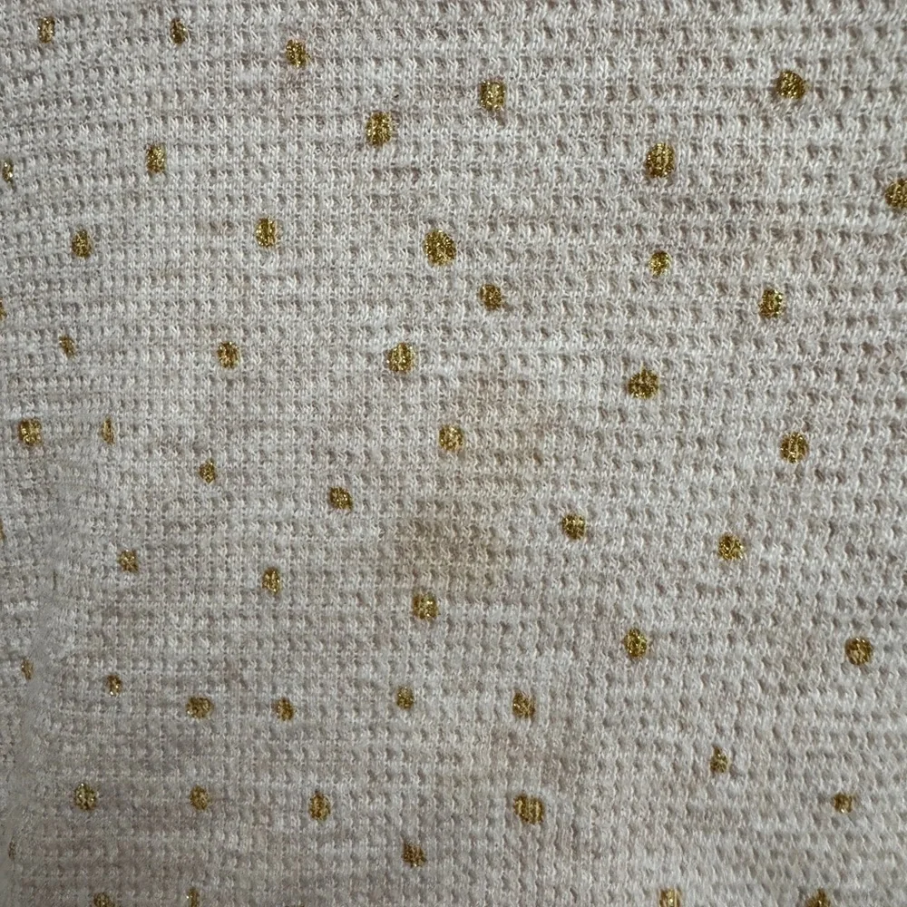 Old Navy 3T Girls Cream & Gold Polka Dot Long Sleeve Top Blouse